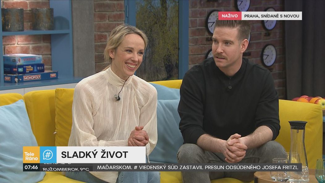 Vladimír Polívka a Petra Hřebíčková v Teleráne o komédii Sladký život