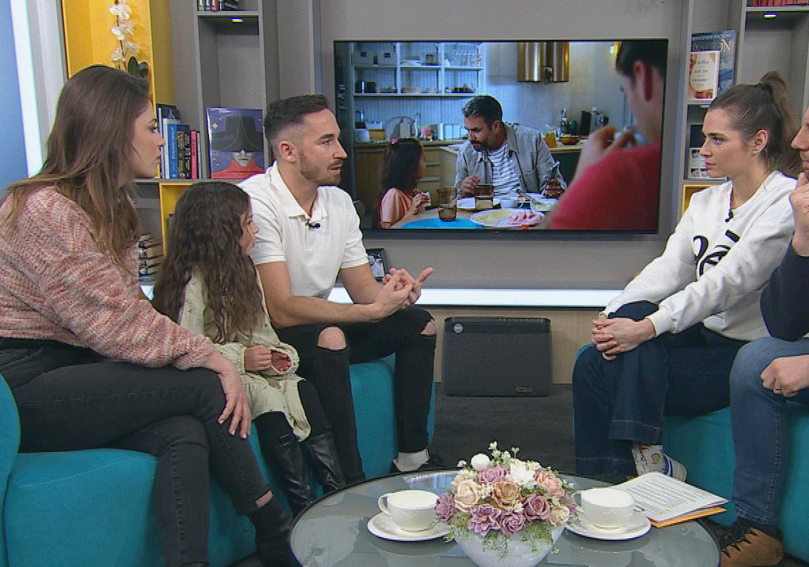 Larisa Mižigar s otcom a Macou Zábranskou v Teleráne