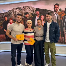 Tomáš Juríček, Kveta Horváthová, Nela Pocisková a Ján Dobrík v relácii Teleráno