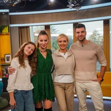 Zoe Kachútová, Mária Čírová, Kvetka Horváthová a Tomáš Juríček v relácii Teleráno
