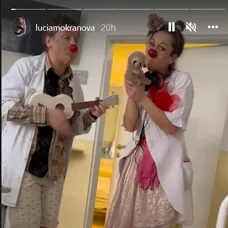 Lucka Mokráňová s Talinkou v nemocnici