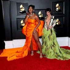 Megan Thee Stallion a Doja Cat na 63. ročníku hudobných cien Grammy v Los Angeles