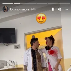 Lucka Mokráňová s Talinkou v nemocnici