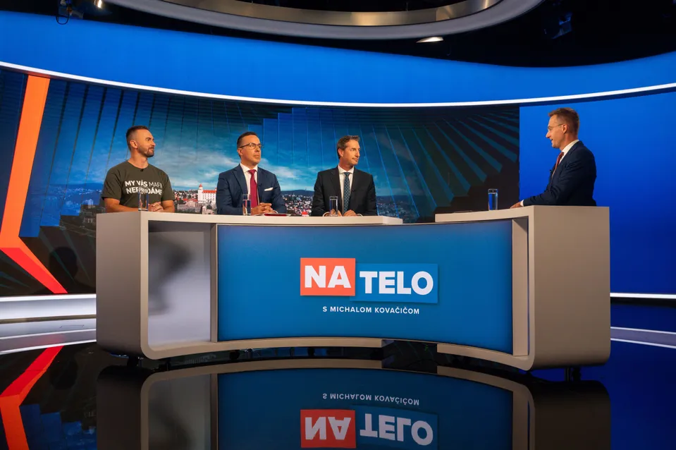 Michal Šipoš, Erik Tomáš, Milan Majerský a Michal Kovačič v relácii Na telo