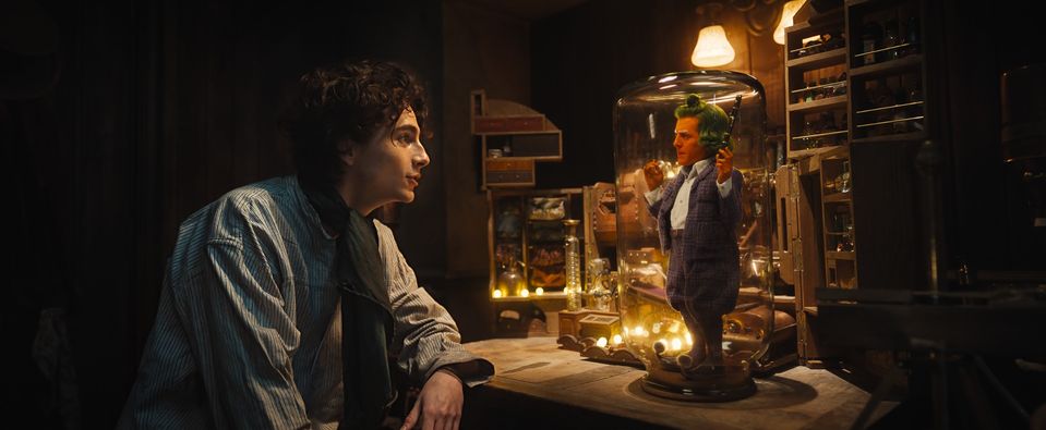 Timothée Chalamet a Hugh Grant vo filme Wonka