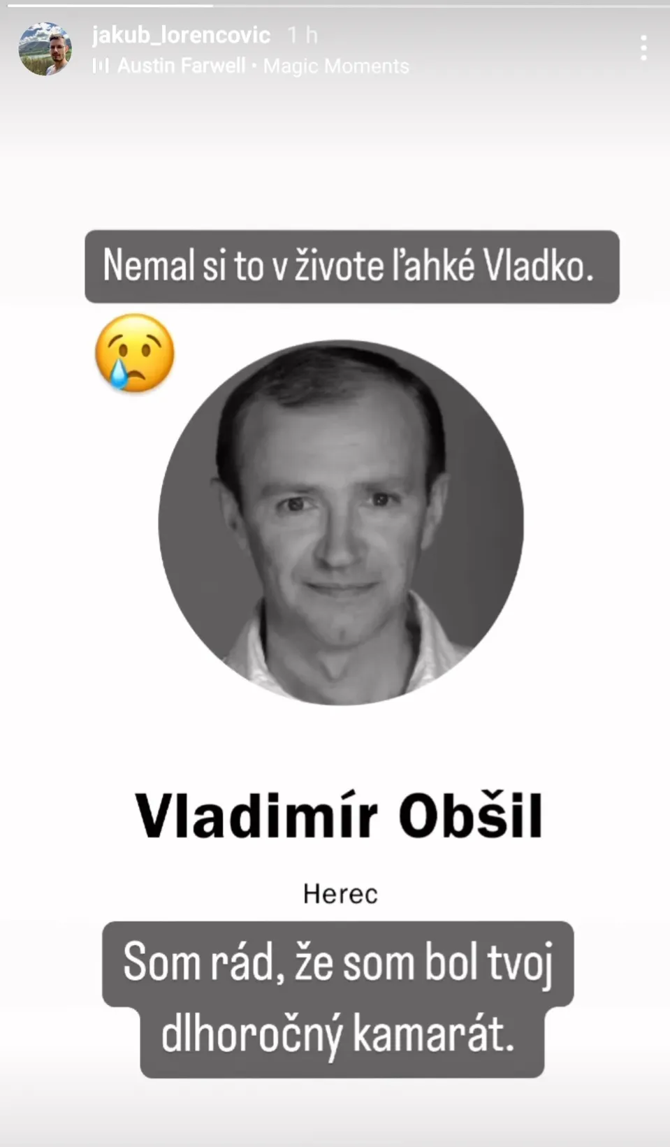 Na Vladimíra Obšila si zaspomínal aj Jakub Lorencovič