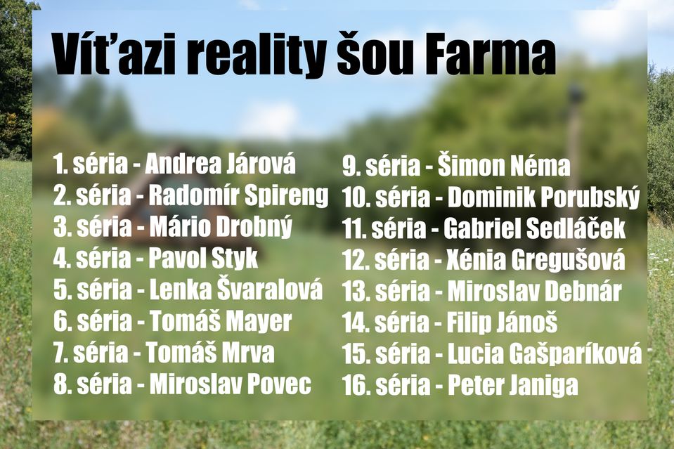 Víťazi Farmy