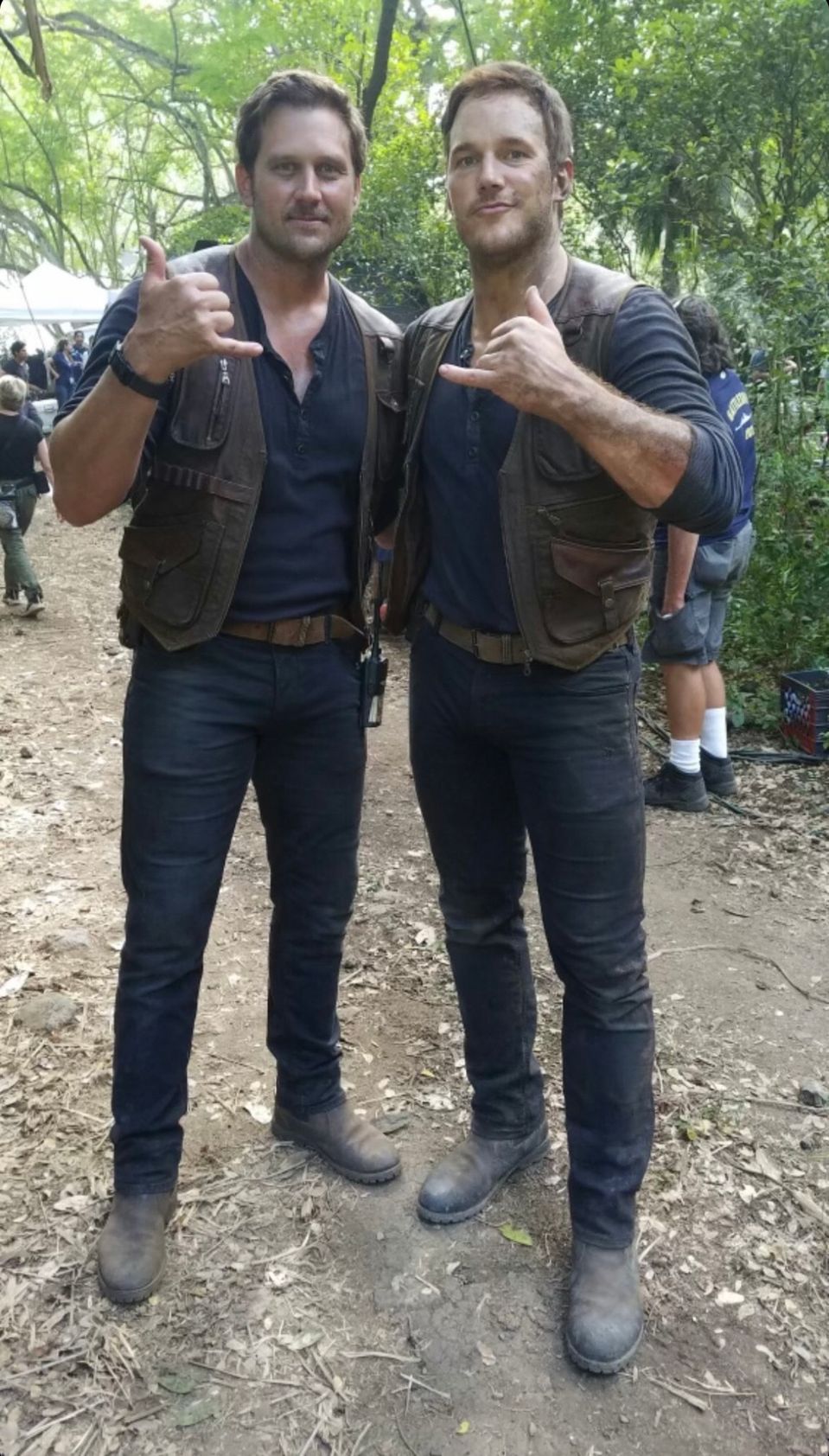Tony McFarr a Chris Pratt na nakrúcaní