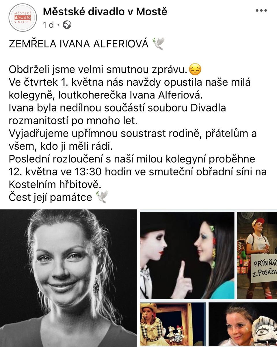 Zomrela Ivana Alferiová
