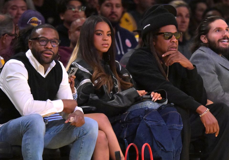 Blue Ivy a Jay-Z na zápase Los Angeles Lakers