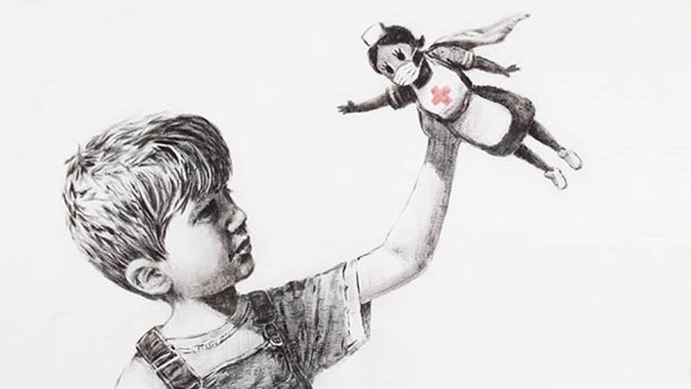 Banksy si novým dielom počas pandémie koronavírusu uctil zdravotníkov