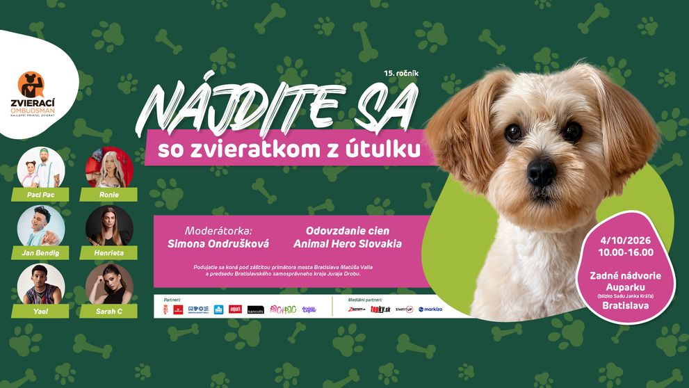 Útulky z celého Slovenska mieria do Bratislavy! Najväčšie adopčné podujatie Nájdite sa je späť už túto nedeľu